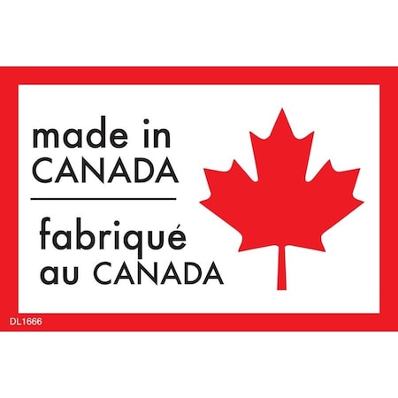 Decker Tape Products Label, DL1666, MADE IN CANADA, 2" X 3" DL1666